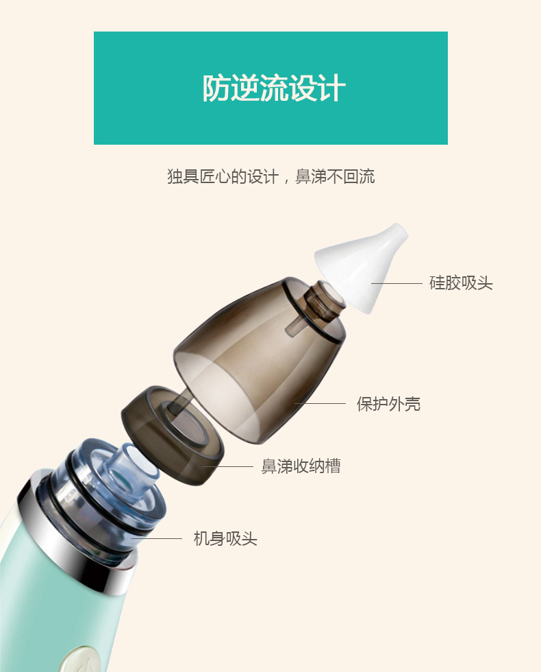 Factory Direct Supply Baby Electric Nasal Aspirator Toddler and Baby Nose Cleaner Nose Control Cleaner Dredge Nose