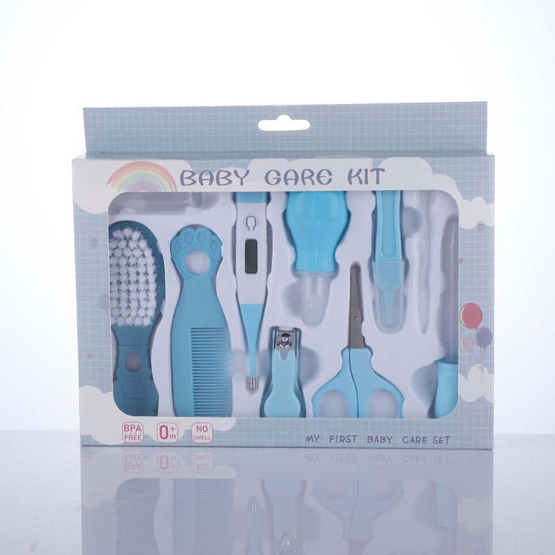 Manufacturers Supply Foreign Trade English Baby Brush Comb Nasal Aspirator Set Cutting Nail Beauty Tools Care 10 PCs Set