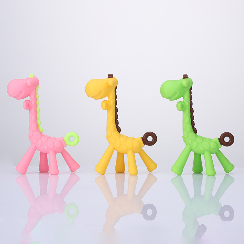 Manufacturers wholesale giraffe tooth glue Children cartoon tooth glue baby teeth grinding silicone tooth glue