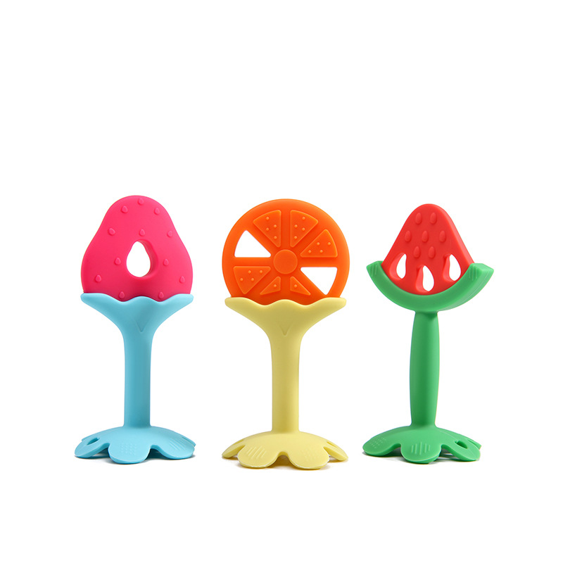 Baby silicone tooth glue fruit tooth glue grinding stick Baby standing cup tooth glue stereo tooth glue
