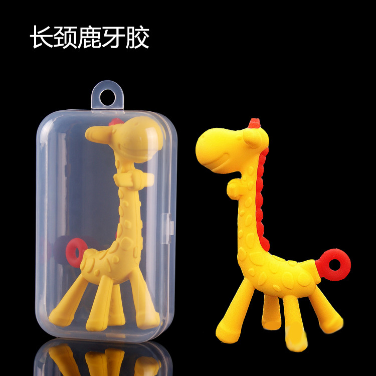 Baby giraffe tooth glue baby training to bite the soft silicone toy teeth grinding stick