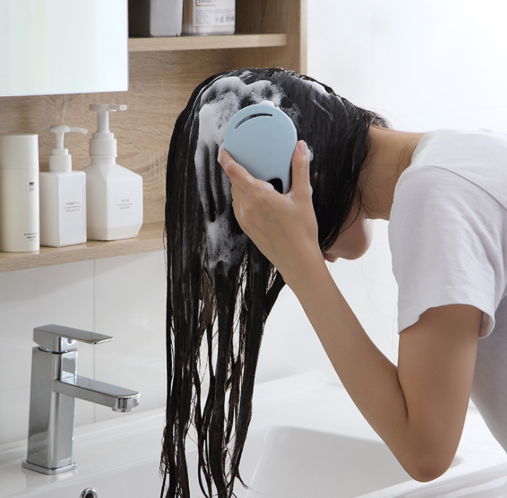 Bath Head Scratching Shampoo Brush Massage Comb Silicone End Leather Soft Tooth Long Hair Hair Comb
