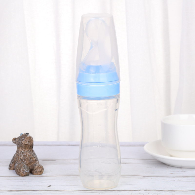 New creative baby soft spoon head rice paste bottle baby training squeeze bottle spoon child feeding bottle