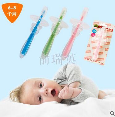 Baby baby tooth brush baby infants 0-6 years old soft training soft hair silicone toothbrush.