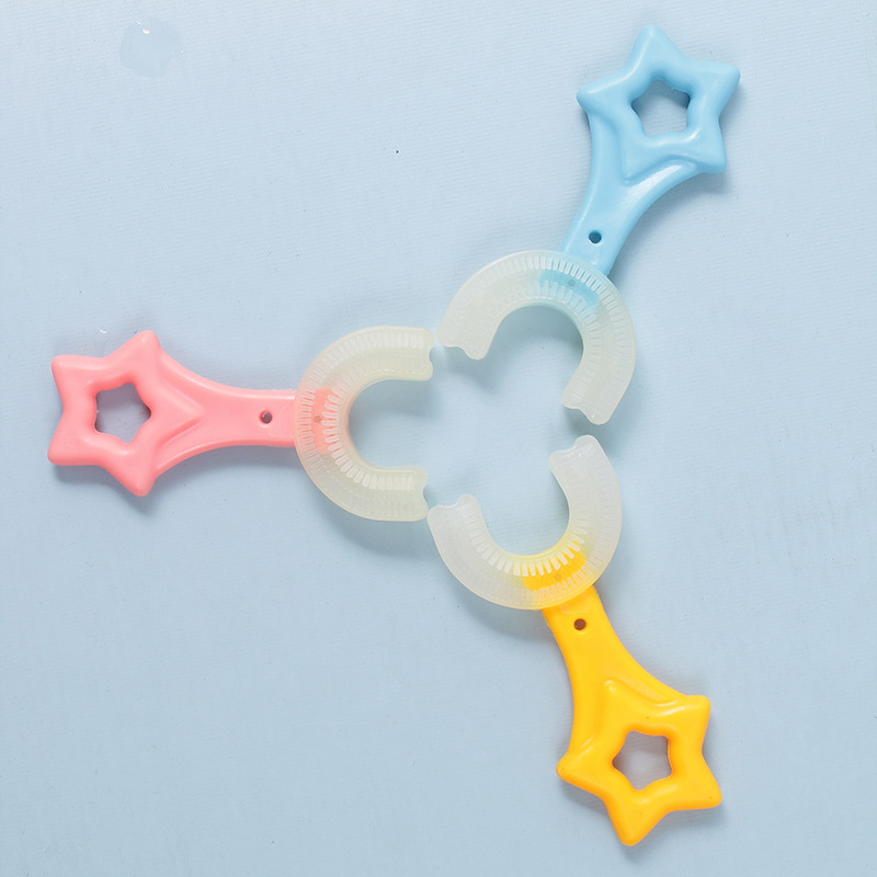 New Children&#039;s U-Shaped Silicone Toothbrush Manual Baby Lazy in the Mouth Brush Artifact Tooth Oral Cleaner