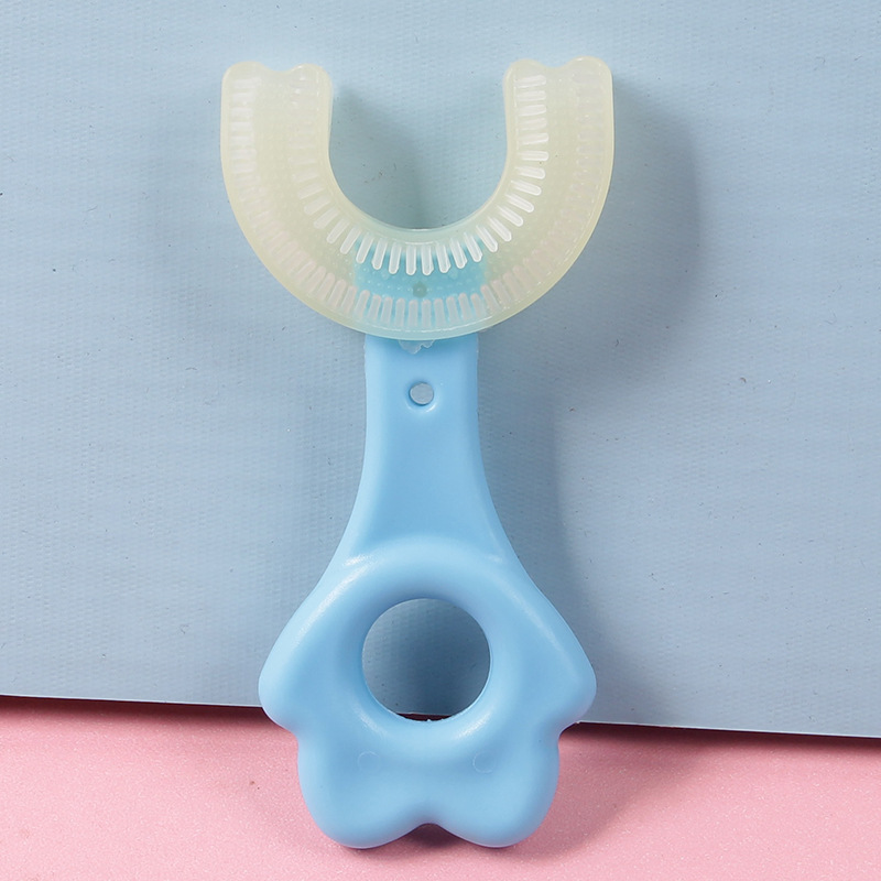 New Children&#039;s U-Shaped Silicone Toothbrush Manual Baby Lazy in the Mouth Brush Artifact Tooth Oral Cleaner