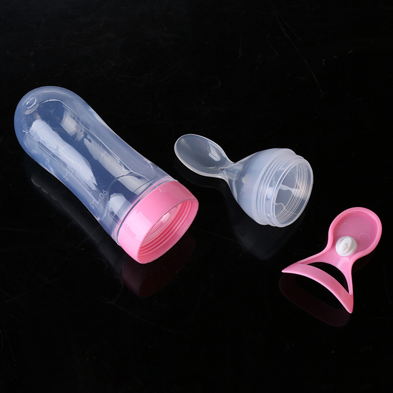 Rice paste spoon Baby training silicone milk bottle extrusion Rice paste bottle for children