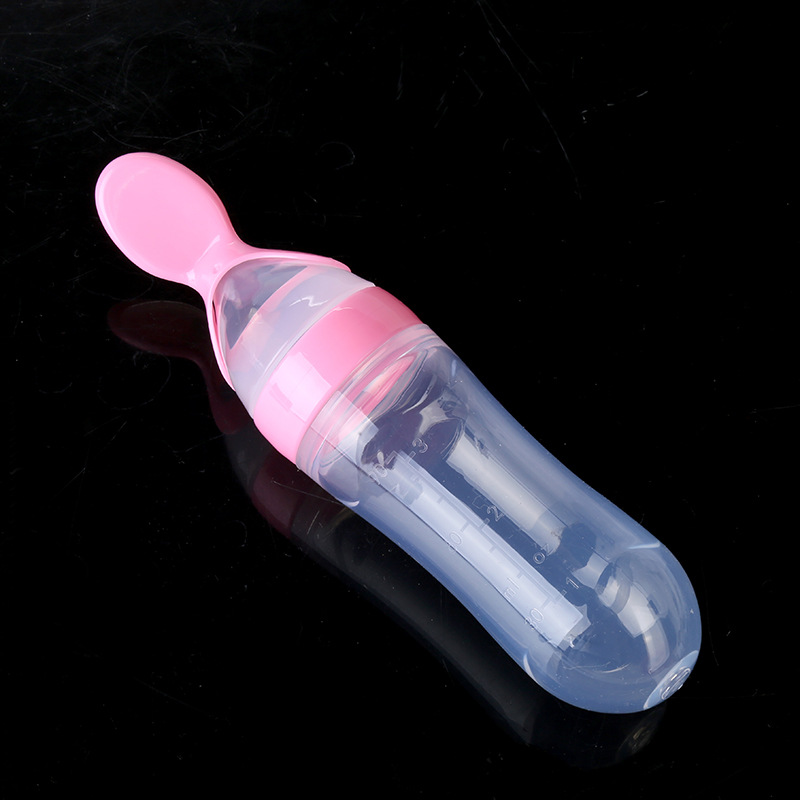 Rice paste spoon Baby training silicone milk bottle extrusion Rice paste bottle for children
