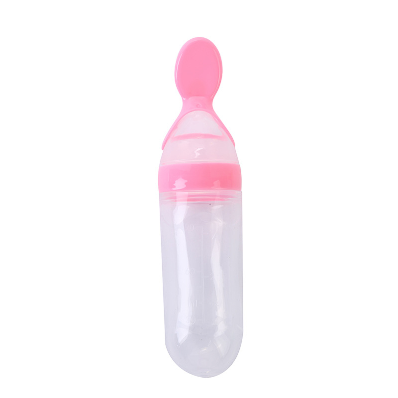 Rice paste spoon Baby training silicone milk bottle extrusion Rice paste bottle for children