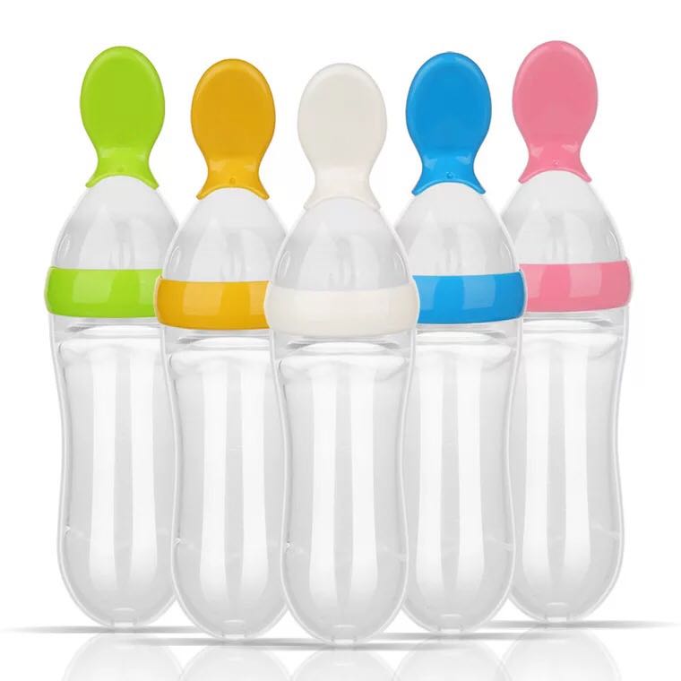 Rice paste bottle spoon extrusion type infant silicone feeder supplementary bean bottle baby tableware