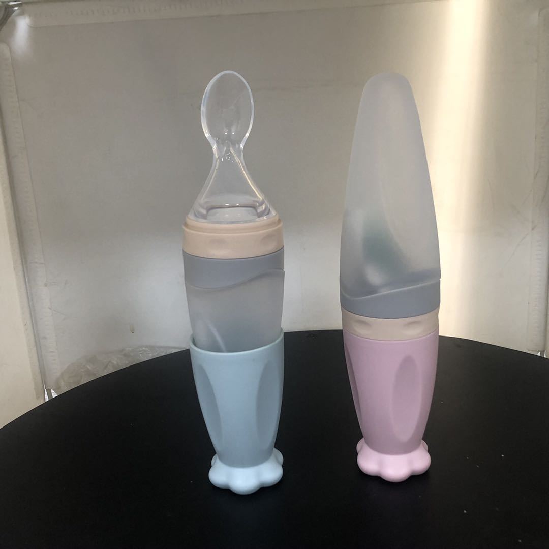 Silicone Rice Cereal Silicone Squeeze Baby Bottle Baby Spoon Baby Food Bottle Baby Rice Paste Spoon
