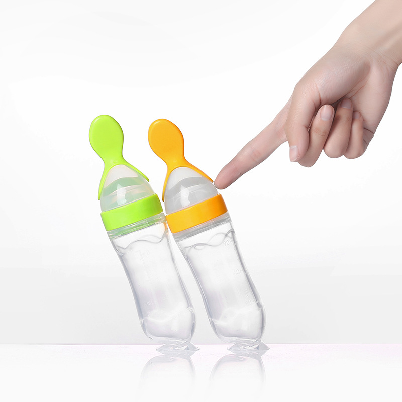 Baby Rice Paste Bottle Baby Silicone Nursing Bottle Squeeze Spoon Children Food Supplement Bottle Rice Paste Spoon 