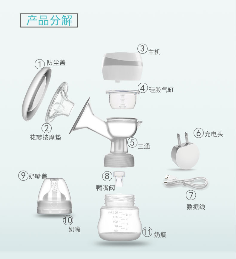 Integrated Breast Pump Electric Suction Large Mute Massage Lactagogue Breast Suction
