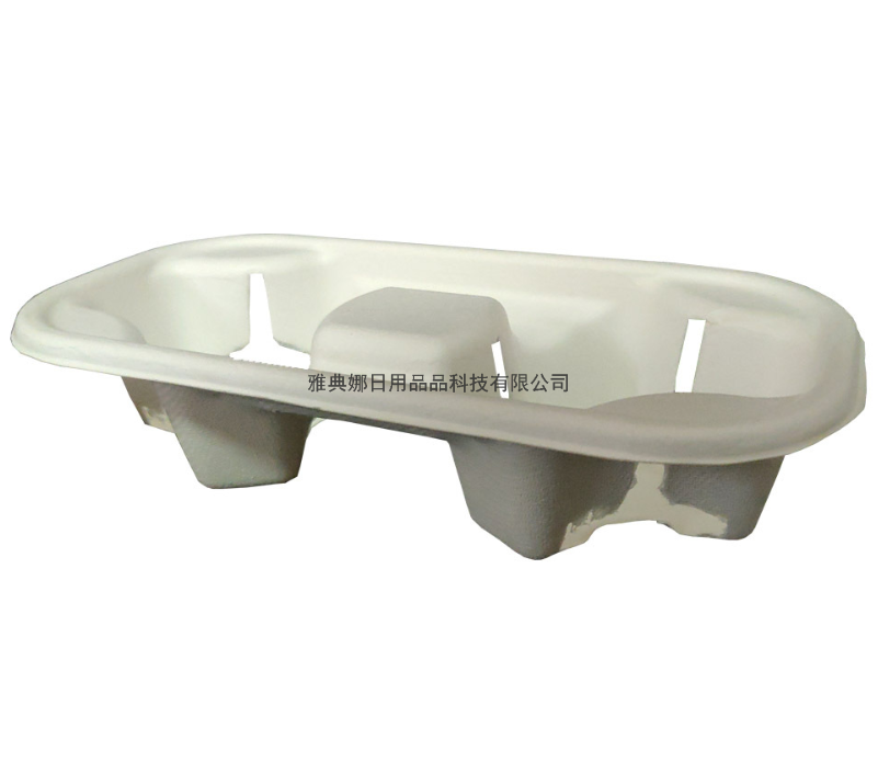 4-Grid Sugar Cane Pulp Disposable Environmentally Friendly Degradable Packaging Take-out Coffee Milk Tea Cup Saucer