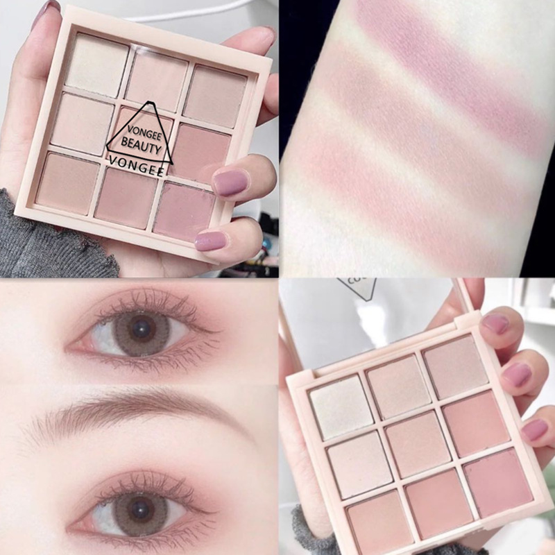 Nine Colors Eye Shadow Plate Matte Shimmer Milk Tea Earth Color Nine Grid Eye Shadow Cheap Domestic Goods Student Makeup