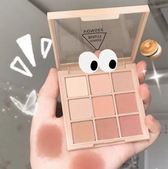 Nine Colors Eye Shadow Plate Matte Shimmer Milk Tea Earth Color Nine Grid Eye Shadow Cheap Domestic Goods Student Makeup