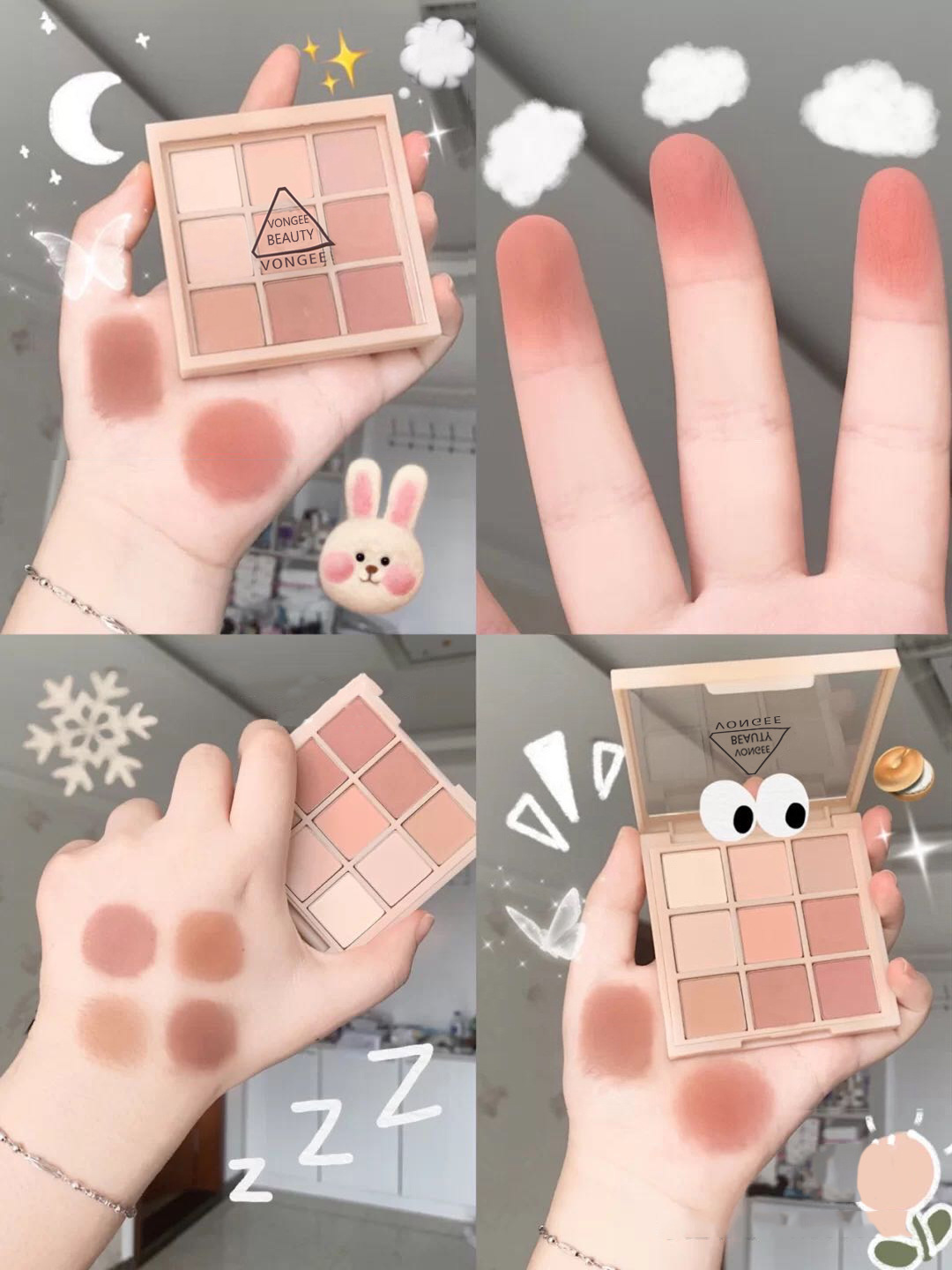 Nine Colors Eye Shadow Plate Matte Shimmer Milk Tea Earth Color Nine Grid Eye Shadow Cheap Domestic Goods Student Makeup