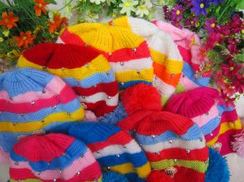 Hat the new 2014 han edition children cartoon with drill sets mickey baby hat knitting hat 