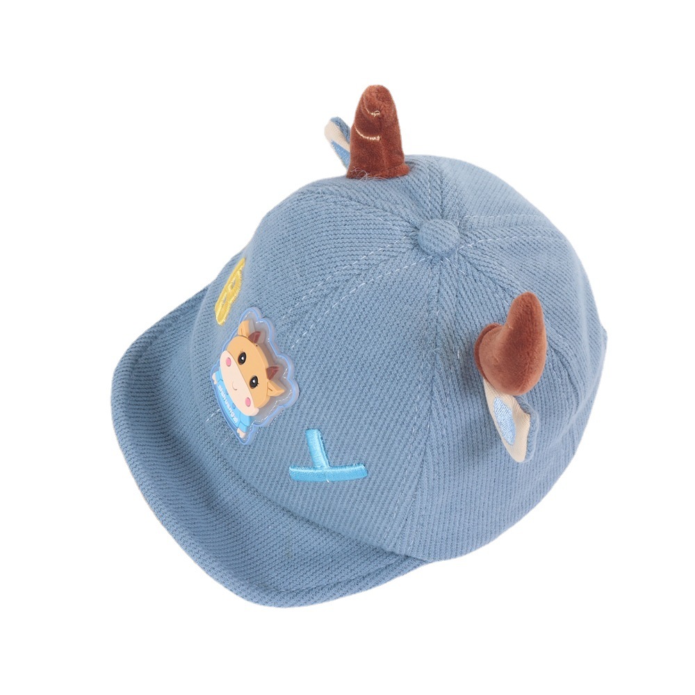 Baby Hat Cartoon Horn Boy Peaked Cap Children Autumn New Warm Soft Brim Hat Boy Baseball Cap
