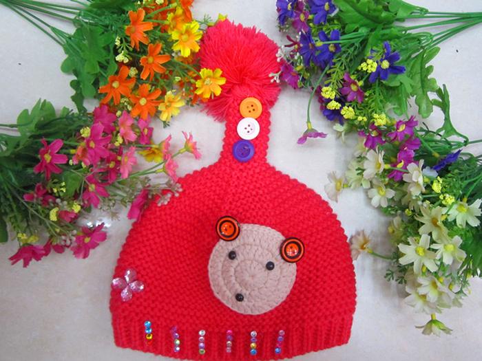 Hat the new 2014 han edition children cartoon tail button sets baby hat knitting hat 