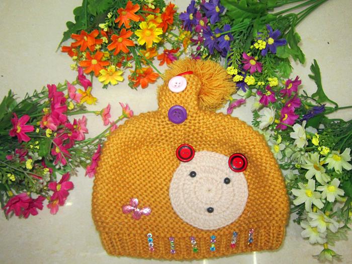 Hat the new 2014 han edition children cartoon tail button sets baby hat knitting hat 