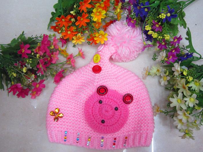 Hat the new 2014 han edition children cartoon tail button sets baby hat knitting hat 