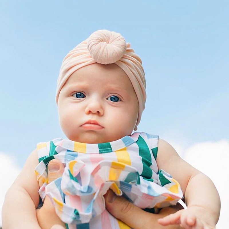 Children&#039;s Hat Pure Cotton Spring/Summer 2021 New Baby and Infant Hat Girls&#039; Hat Knotted Sleeve Cap Baby Hat
