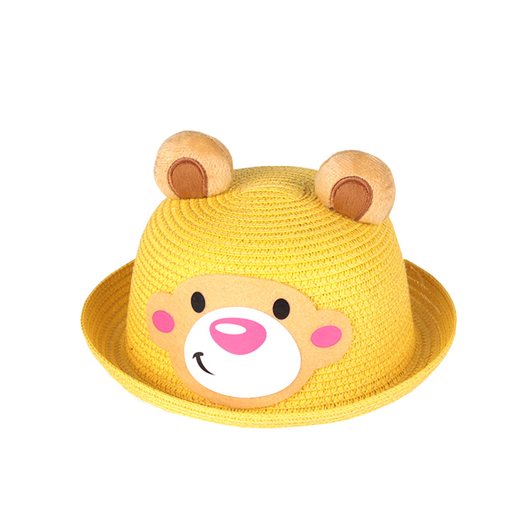 Summer baby hat straw hat child big mouth monkey Summer boy&#039;s straw hat girl sunshade hat.