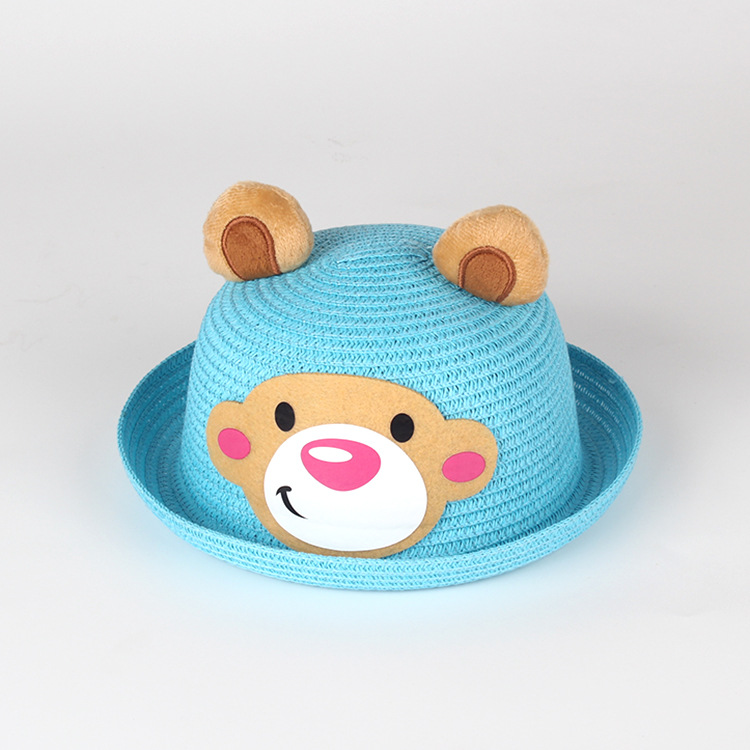 Summer baby hat straw hat child big mouth monkey Summer boy's straw hat girl sunshade hat. Summer baby hat straw hat child big mouth monkey Summer boy's straw hat girl sunshade hat.