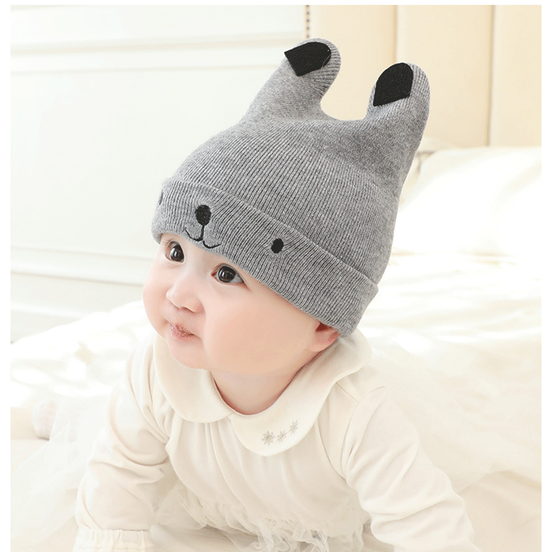 Cute Infants Baby Hat Wool Knitted Bear Ears Sleeve Cap Boys and Girls Horn Hat Autumn and Winter Cute Infants Baby Hat Wool Knitted Bear Ears Sleeve Cap Boys and Girls Horn Hat Autumn and Winter