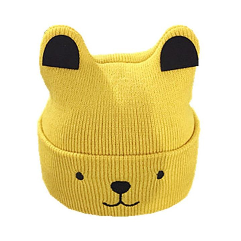 Cute Infants Baby Hat Wool Knitted Bear Ears Sleeve Cap Boys and Girls Horn Hat Autumn and Winter