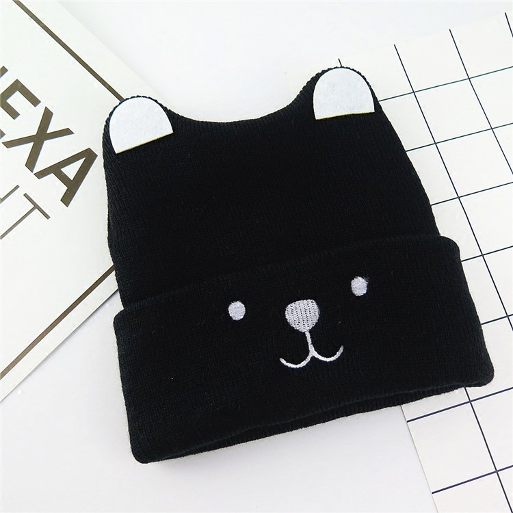 Cute Infants Baby Hat Wool Knitted Bear Ears Sleeve Cap Boys and Girls Horn Hat Autumn and Winter