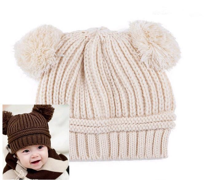 Hat qiu dong han edition children hat World Cup pure color double ball knitting hat baby hat