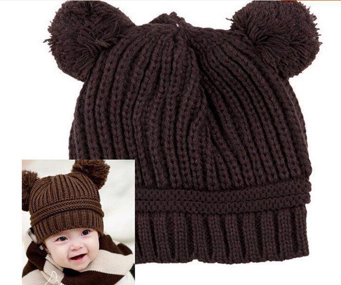 Hat qiu dong han edition children hat World Cup pure color double ball knitting hat baby hat