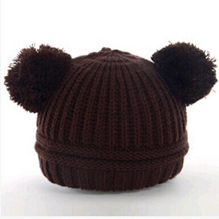 Hat qiu dong han edition children hat World Cup pure color double ball knitting hat baby hat