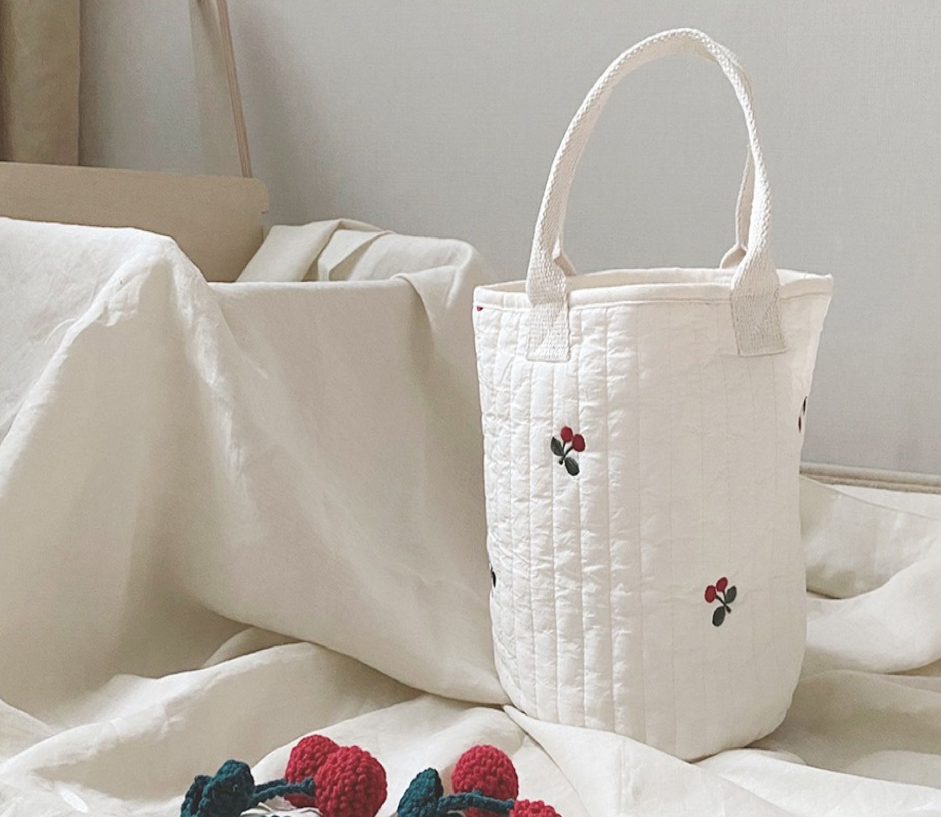 2021korean New Baby Stroller Storage Pannier Bag Feeding Bottle Diaper Bag Cotton Embroidery Portable Bucket Bag 2021korean New Baby Stroller Storage Pannier Bag Feeding Bottle Diaper Bag Cotton Embroidery Portable Bucket Bag