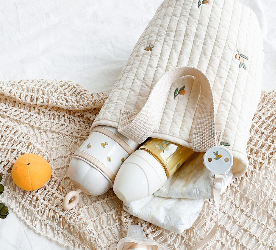 2021korean New Baby Stroller Storage Pannier Bag Feeding Bottle Diaper Bag Cotton Embroidery Portable Bucket Bag 2021korean New Baby Stroller Storage Pannier Bag Feeding Bottle Diaper Bag Cotton Embroidery Portable Bucket Bag
