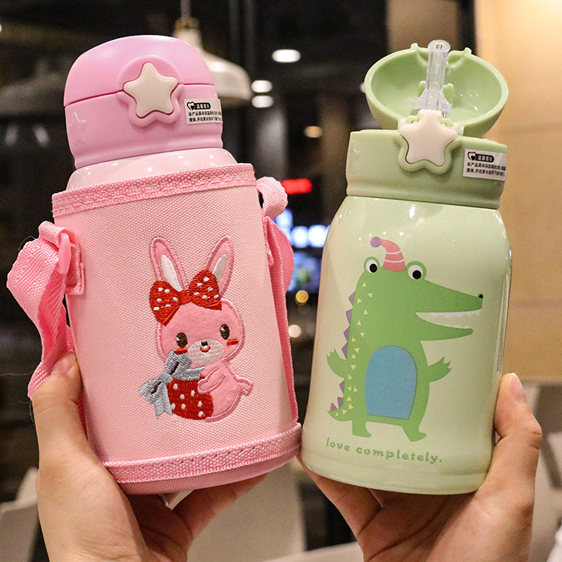 Cover Creative Cup with Straw 316 Insulated Stainless Steel Bottle Kindergarten Men and Women Baby Portable Kettle
