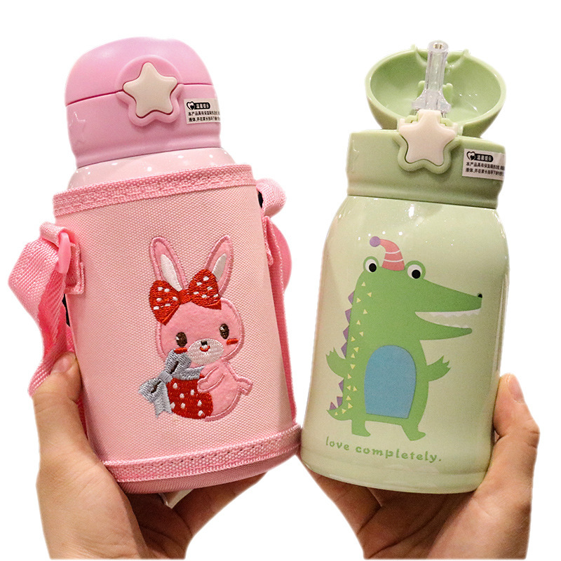 Cover Creative Cup with Straw 316 Insulated Stainless Steel Bottle Kindergarten Men and Women Baby Portable Kettle