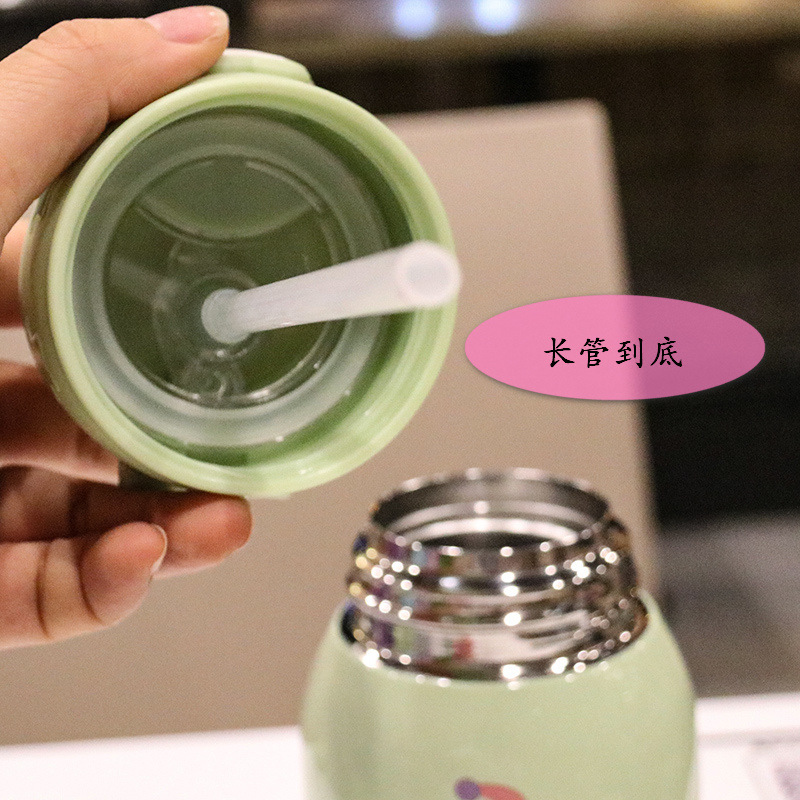 Cover Creative Cup with Straw 316 Insulated Stainless Steel Bottle Kindergarten Men and Women Baby Portable Kettle