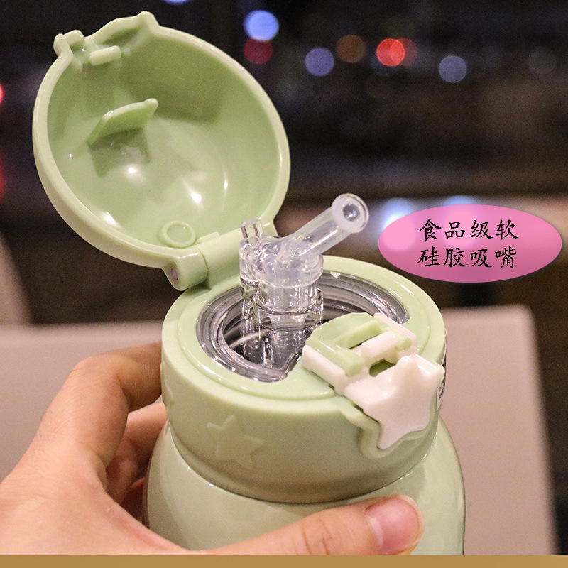 Cover Creative Cup with Straw 316 Insulated Stainless Steel Bottle Kindergarten Men and Women Baby Portable Kettle