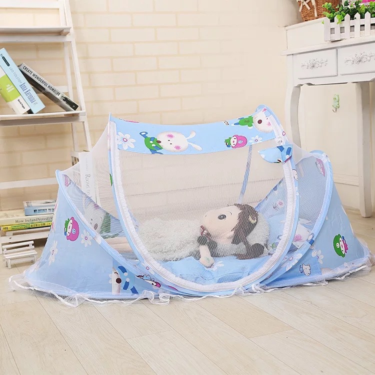 Summer folding baby mosquito net, baby mosquito net to send pillow fabric plus music