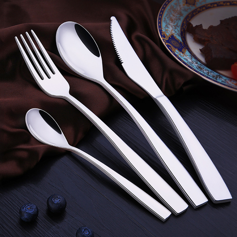steel knives forks and Spoons Hotel western tableware set large steak knife coffee spoon fruit knives and forks