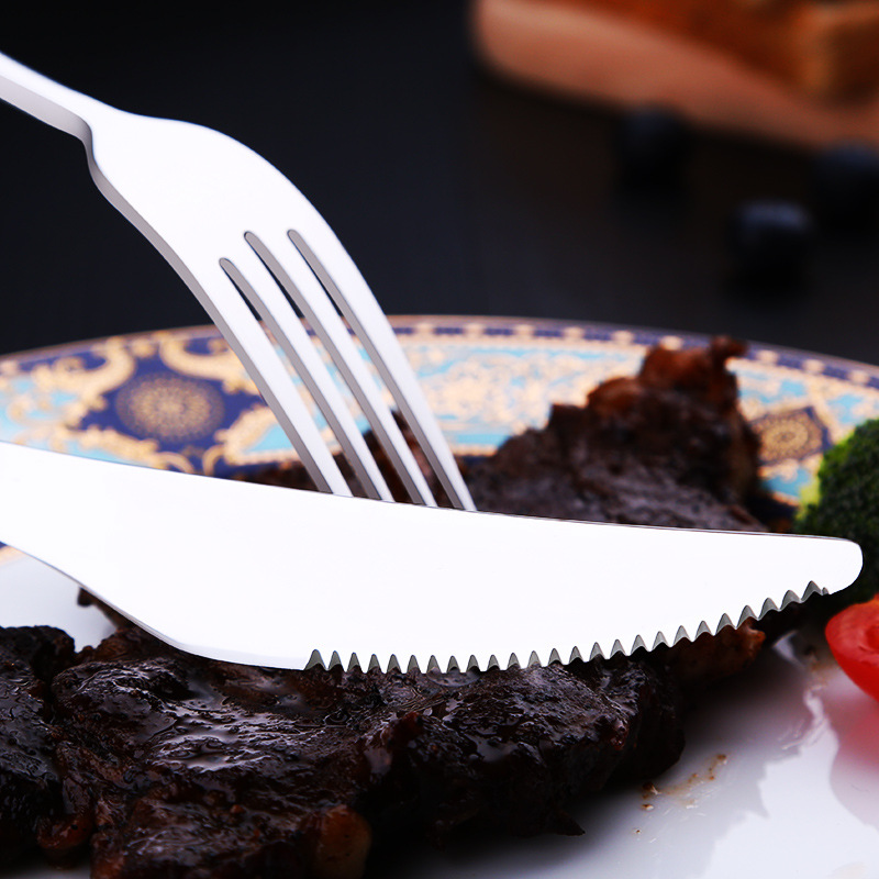 steel knives forks and Spoons Hotel western tableware set large steak knife coffee spoon fruit knives and forks