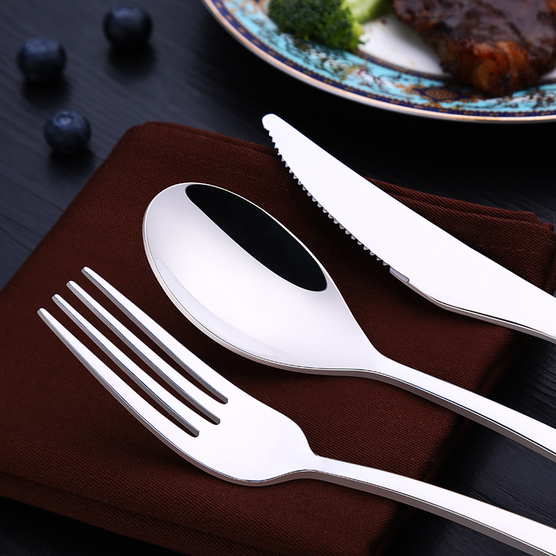 steel knives forks and Spoons Hotel western tableware set large steak knife coffee spoon fruit knives and forks