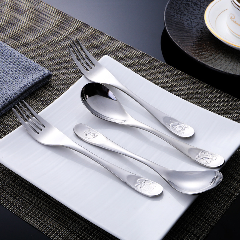 Stainless steel spoons cartoon thickened soup spoon for dinner spoon creative tableware with rice spoons