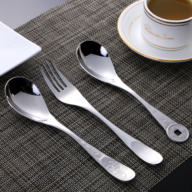 Stainless steel spoons cartoon thickened soup spoon for dinner spoon creative tableware with rice spoons