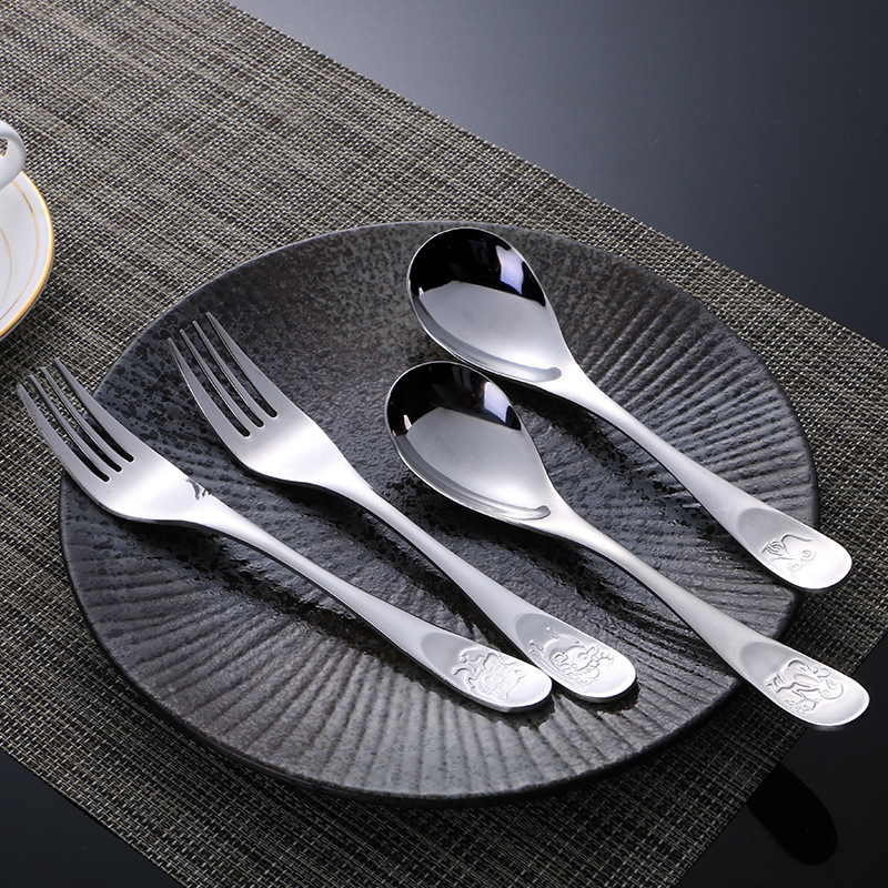 Stainless steel spoons cartoon thickened soup spoon for dinner spoon creative tableware with rice spoons