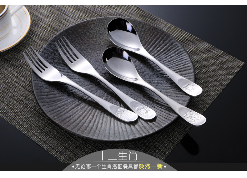 Stainless steel spoons cartoon thickened soup spoon for dinner spoon creative tableware with rice spoons