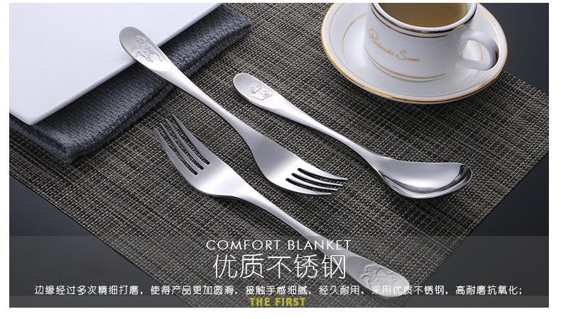 Stainless steel spoons cartoon thickened soup spoon for dinner spoon creative tableware with rice spoons